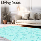Teal Floral Scatter Oval Accents Rug