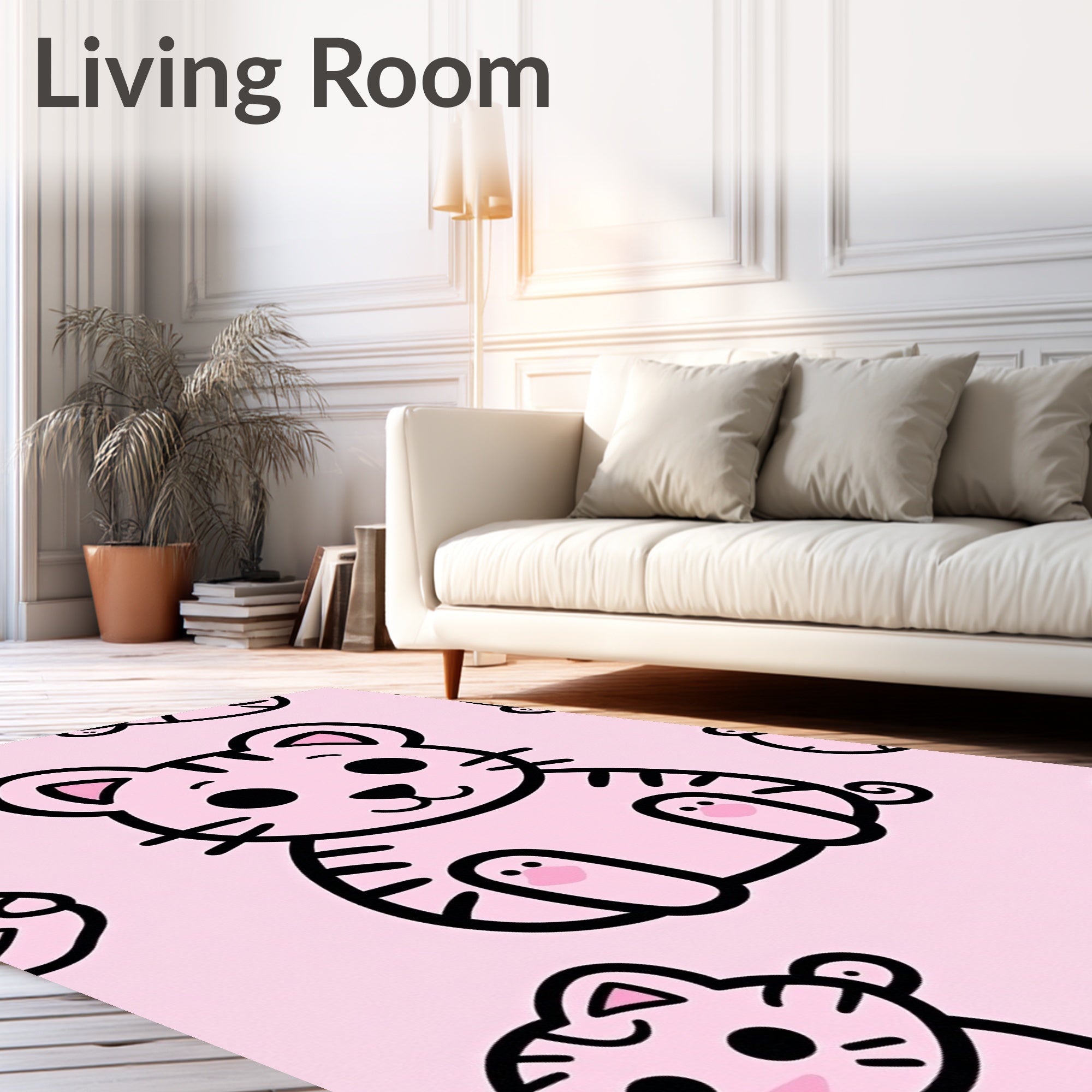 Cute Pink Tiger Cub Repeat Rug