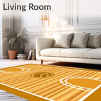 Golden Basketball Court Wood Grain Rug