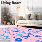 Pink Balloon Star Confetti Rug