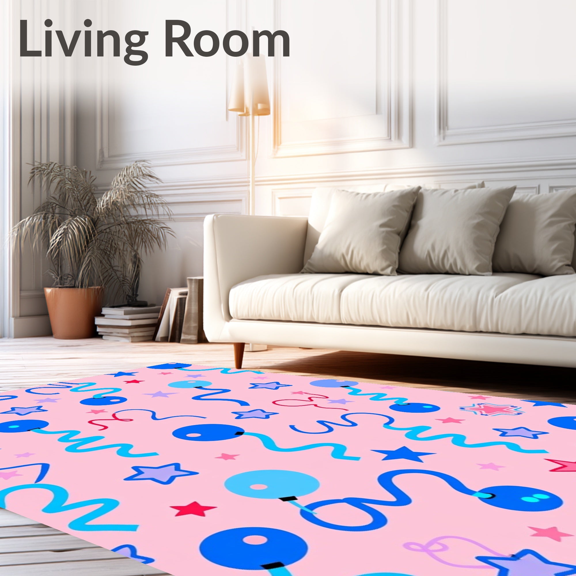 Pink Balloon Star Confetti Rug
