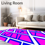 Bold Pink White Geometric Blocks Rug