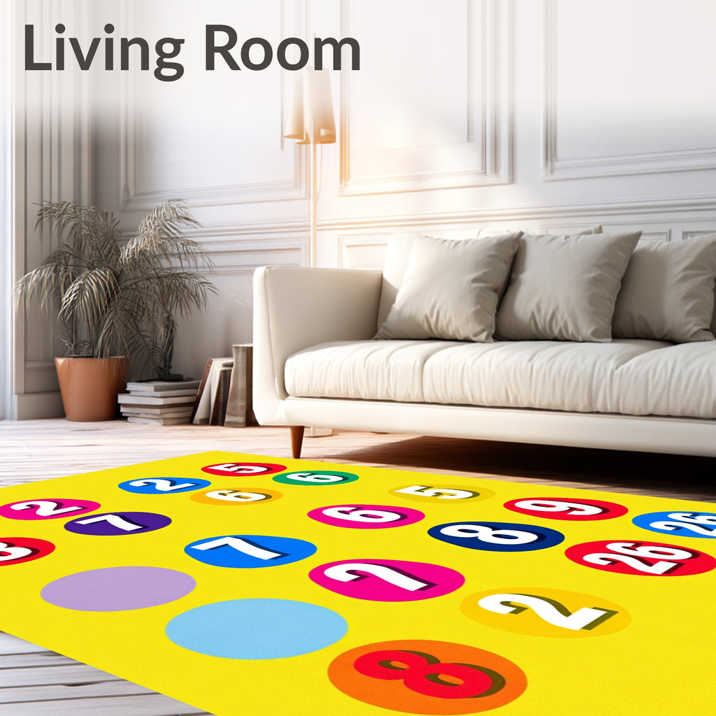 Bold Retro Number Circles Rug