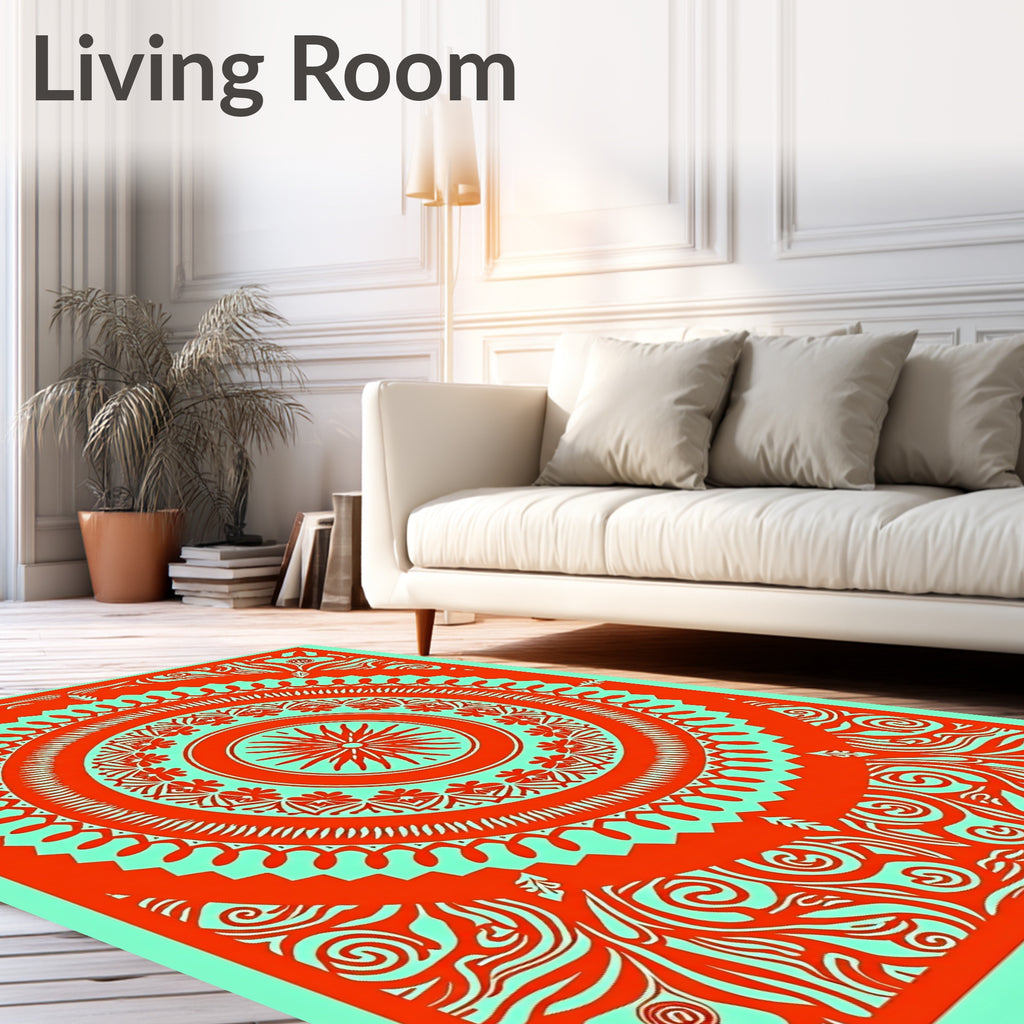 Coral Mint Mandala Radiance Rug