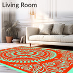 Coral Mint Mandala Radiance Rug