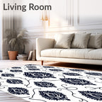 Dark Navy Paisley Allover Art Rug
