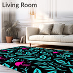Vibrant Pink Flamingo Tropical Foliage Rug