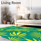 Lizard Leafy Teal Emerald Alligator Rug