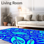 Vibrant Aqua Ocean Life Collage Rug