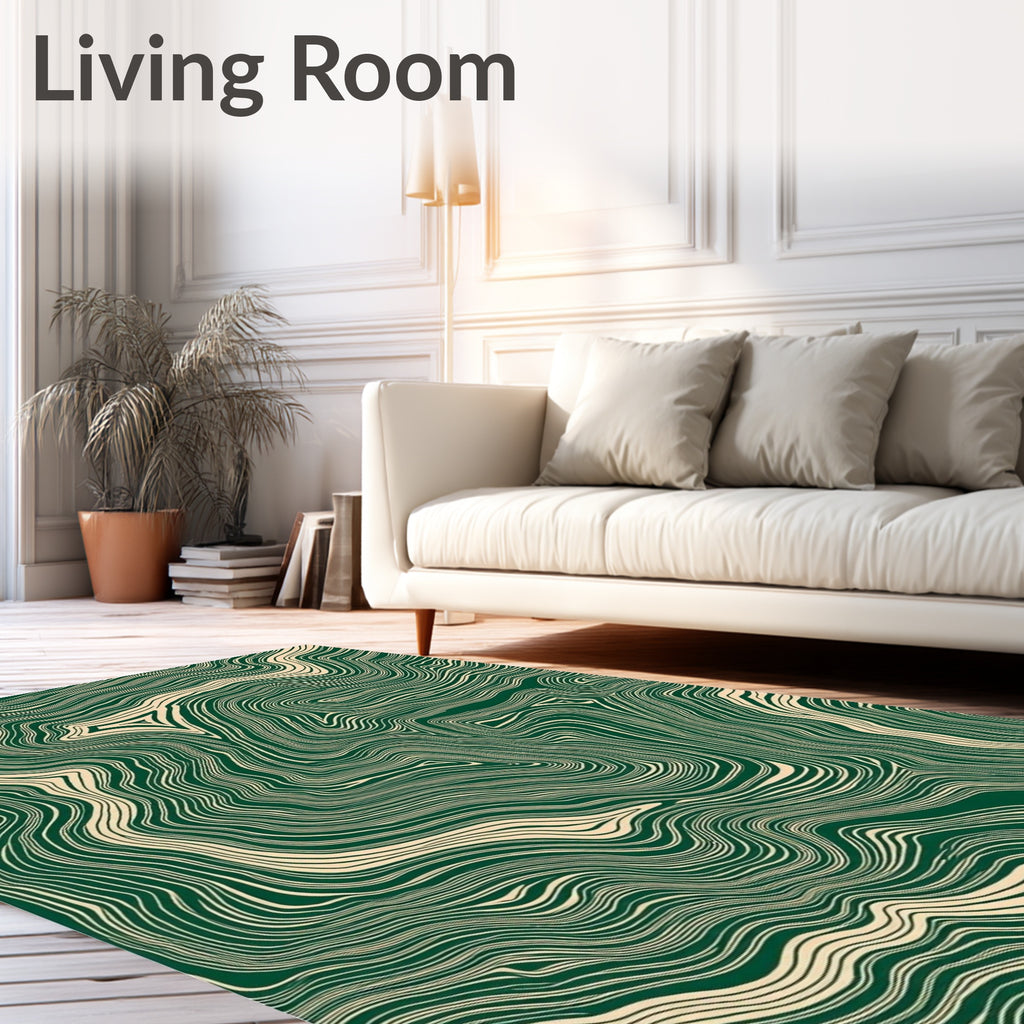 Emerald Cream Abstract Contour Rug