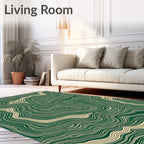 Emerald Cream Abstract Contour Rug
