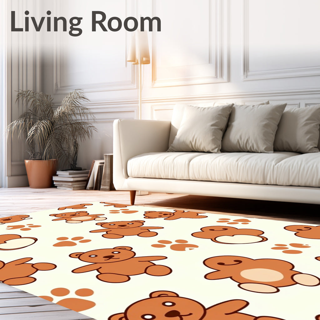 Caramel Teddy Bear Paw Print Rug