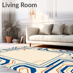 Futuristic Blue Orange Circuit Board Rug