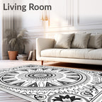 Monochromatic Radial Lotus Medallion Rug