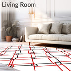 Red Black Interlocking Diamond Weave Rug