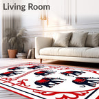 Crimson Elephant Parade Oval Rug