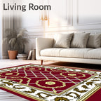 Crimson Woven Wreath Medallion Rug
