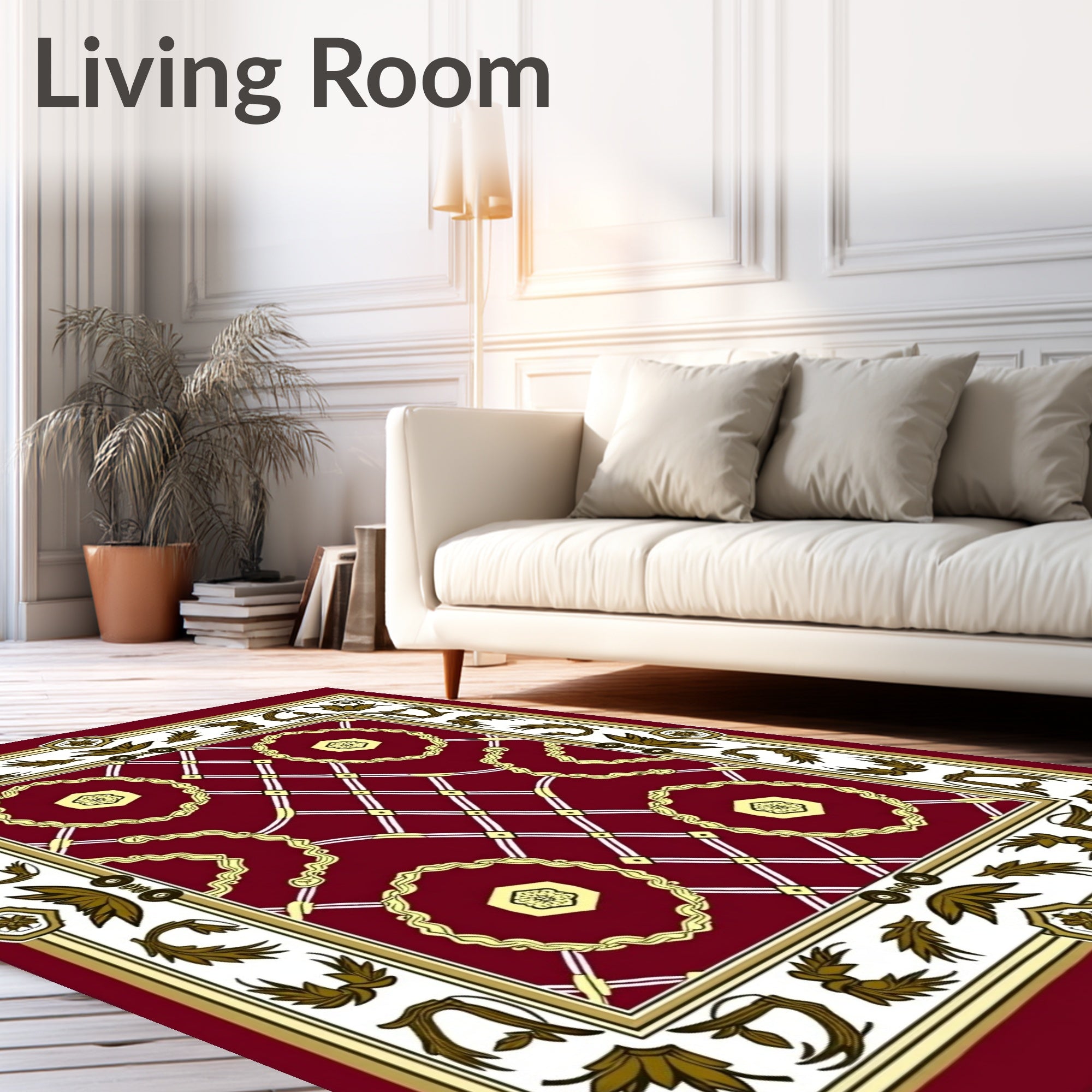 Crimson Woven Wreath Medallion Rug