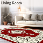 Crimson Ornamental Bloom Centered Rug