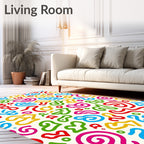 Retro Multi-Color Organic Swirl Rug