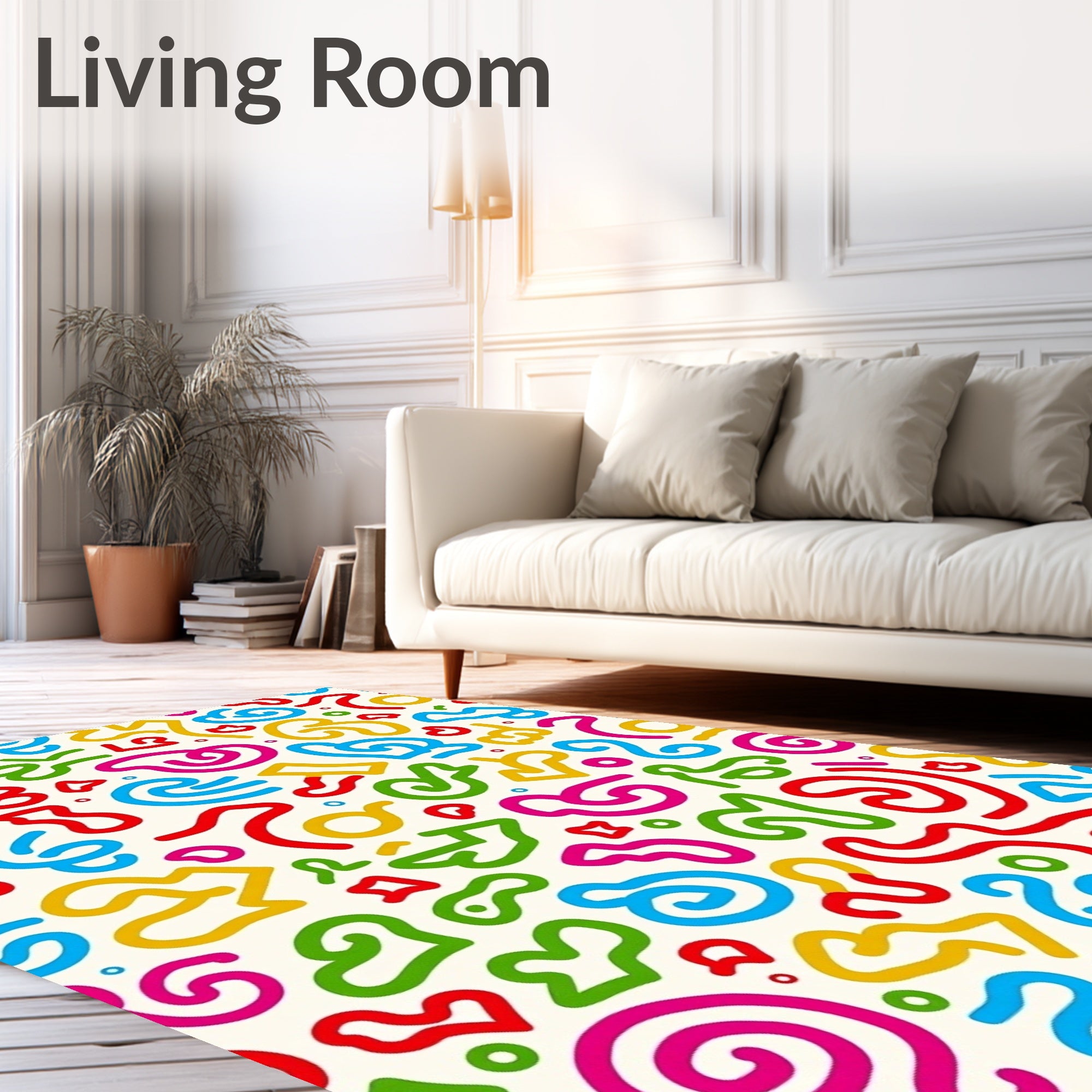Retro Multi-Color Organic Swirl Rug
