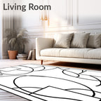Abstract Black White Geometric Swirls Rug