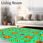 Playful Orange Creatures Floral Medley Rug