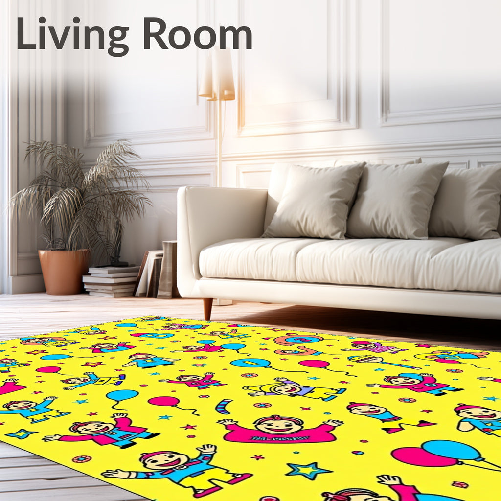 Joyful Kids Celebration Yellow Blue Pink Rug
