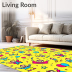 Joyful Kids Celebration Yellow Blue Pink Rug