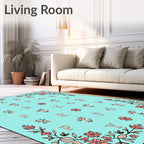 Teal Floral Alphabet Border Rug