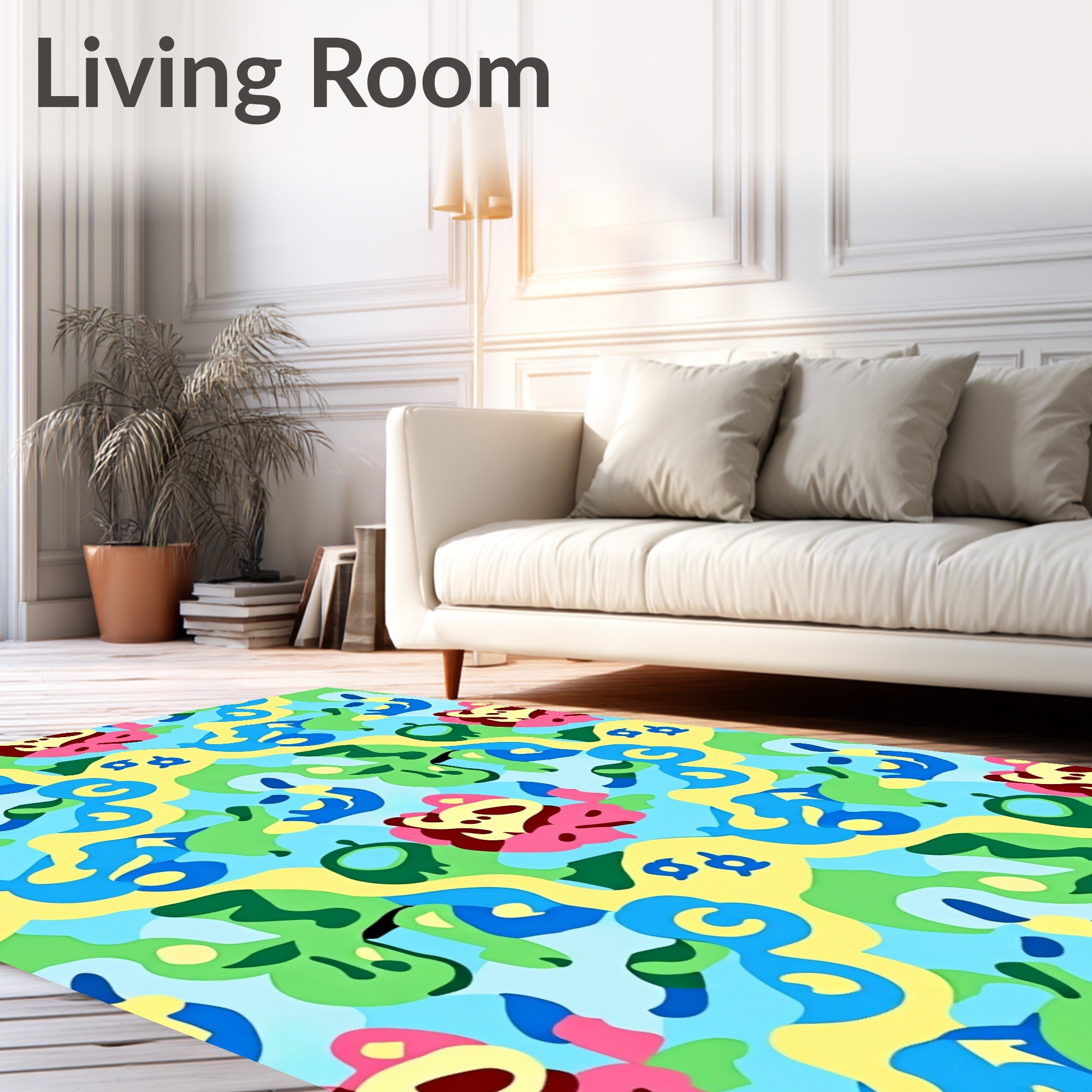 Playful Pink Floral Abstract Swirl Rug