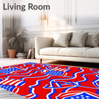 Bold Red White Blue Waving Flag Rug