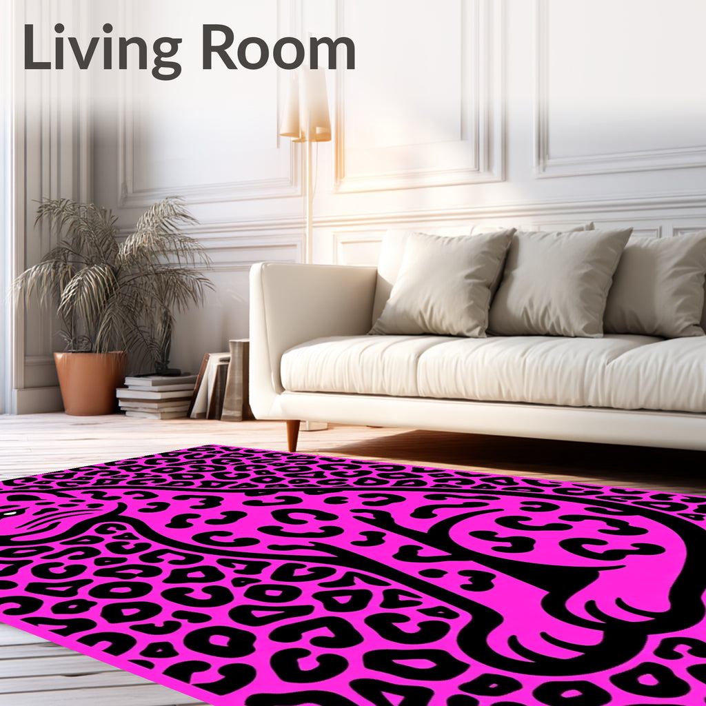 Hot Pink Leopard Spot Silhouette Rug