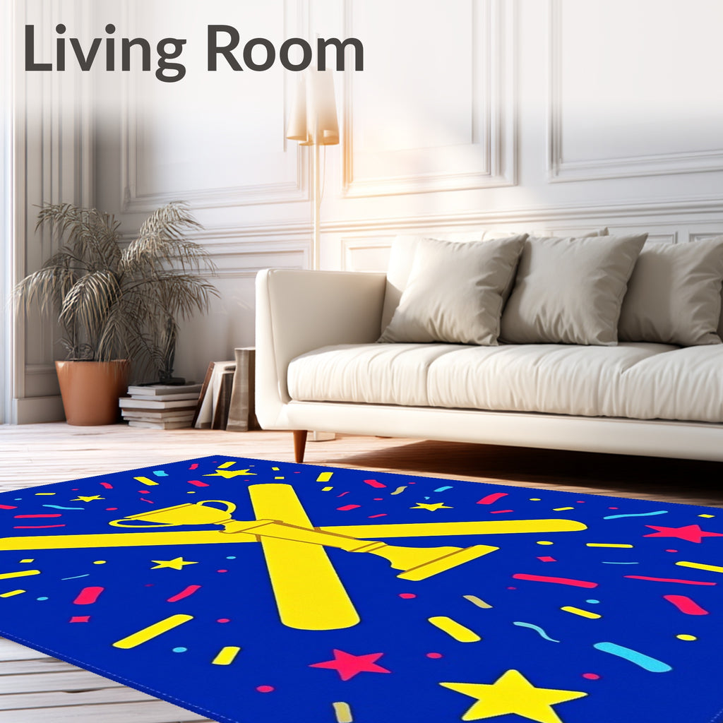Yellow Trophy Confetti Starburst Rug