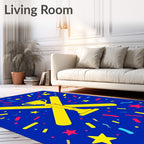 Yellow Trophy Confetti Starburst Rug