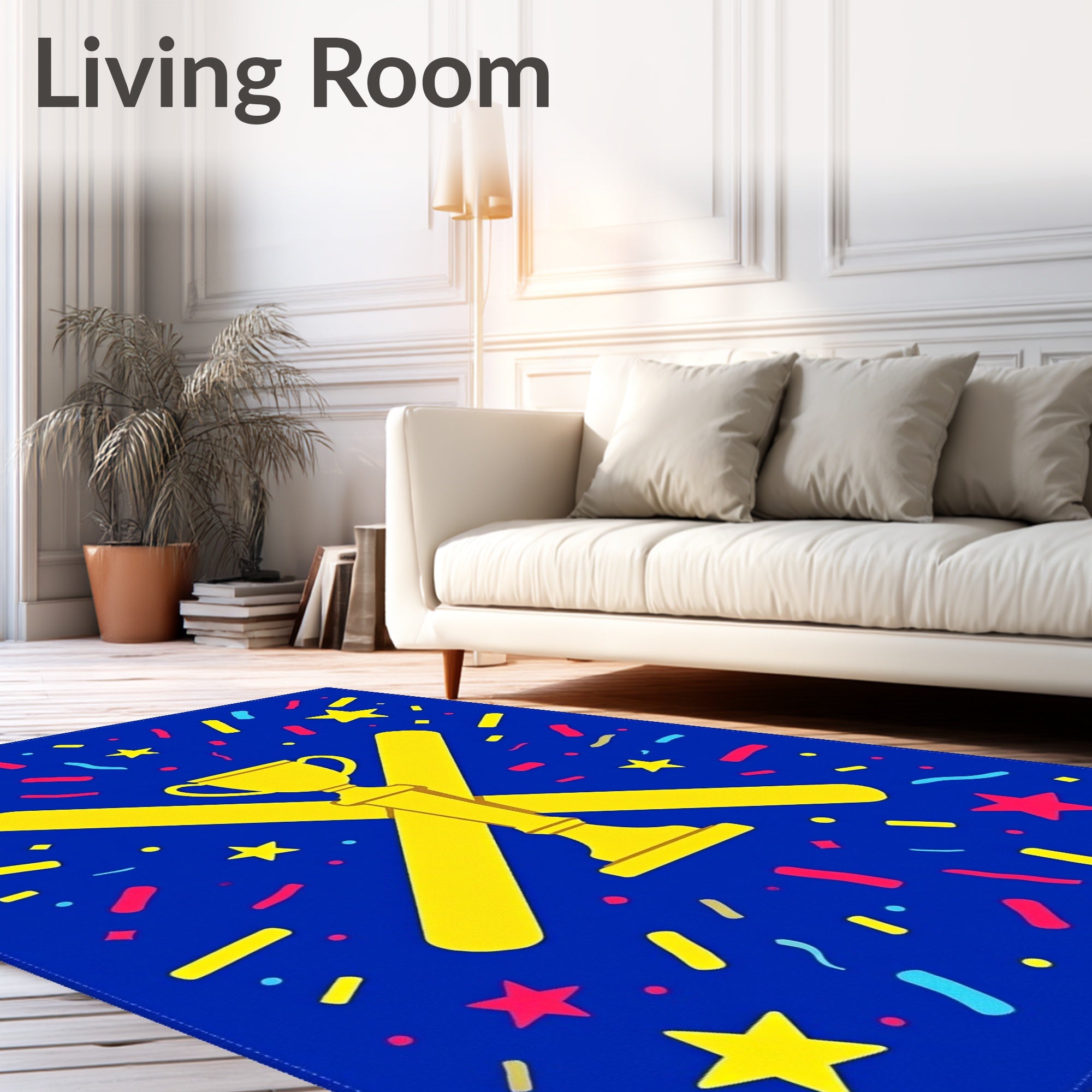 Yellow Trophy Confetti Starburst Rug