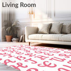 Pink Script Alphabet Repeat Rug