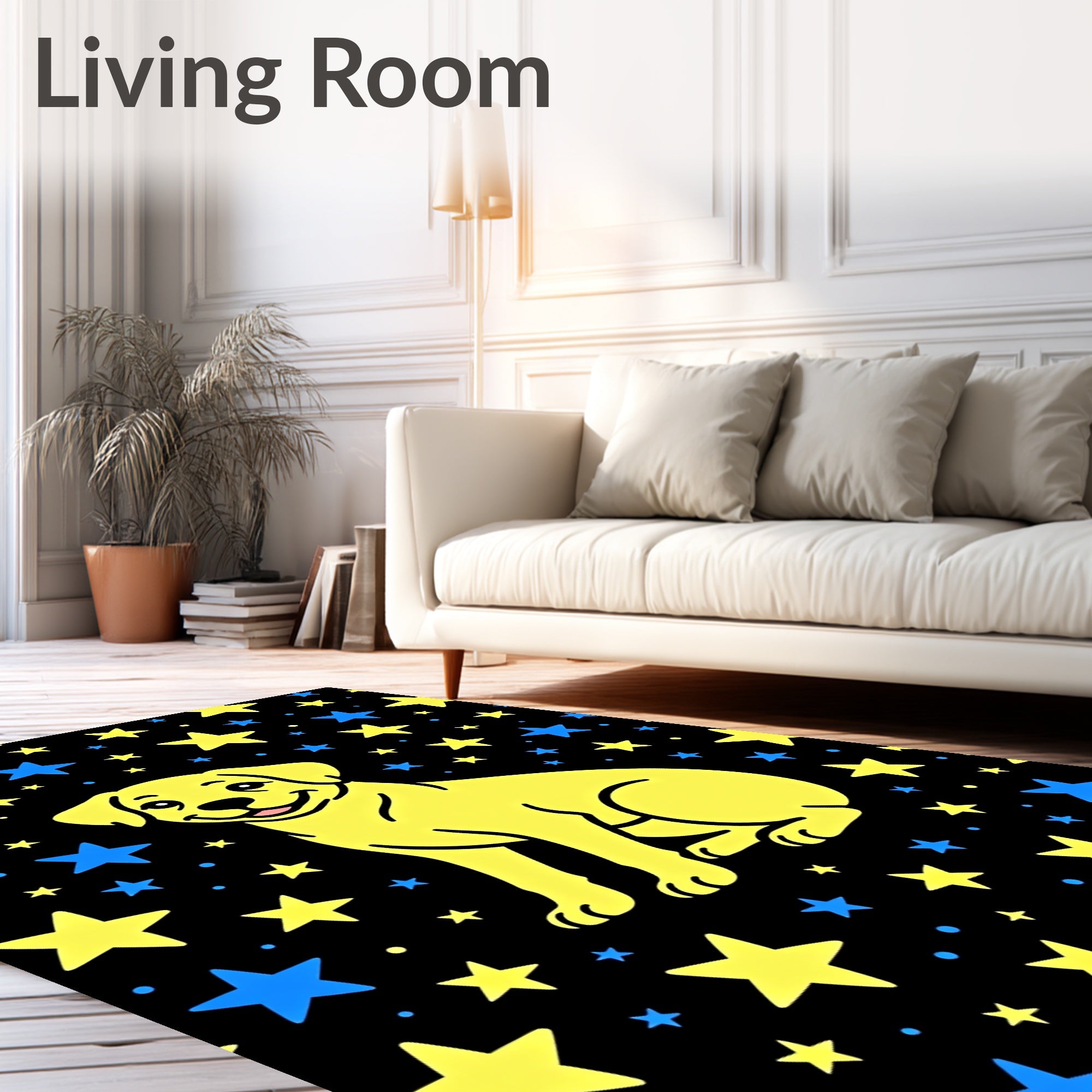 Yellow Puppy Starry Night Rug