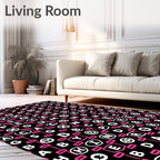 Black White Pink Alphabet Scatter Rug