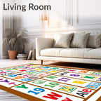 Multicolor Alphabet Number Icons Rug