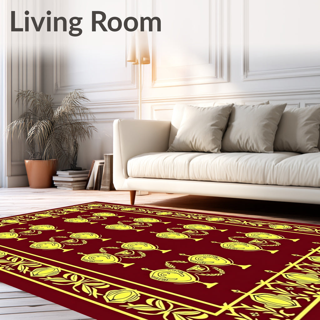 Crimson Gold Laurel Crest Repeating Rug