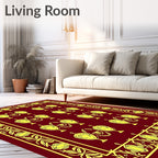 Crimson Gold Laurel Crest Repeating Rug