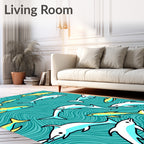 Aqua Ocean Dolphin School Rug