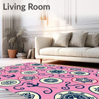 Nautical Pink Ships Wheel Anchor Swirl Rug