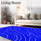 Cobalt Blue Flowing Whimsical Lines Rug
