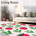 Sweet Red Strawberry Garden Pattern Rug