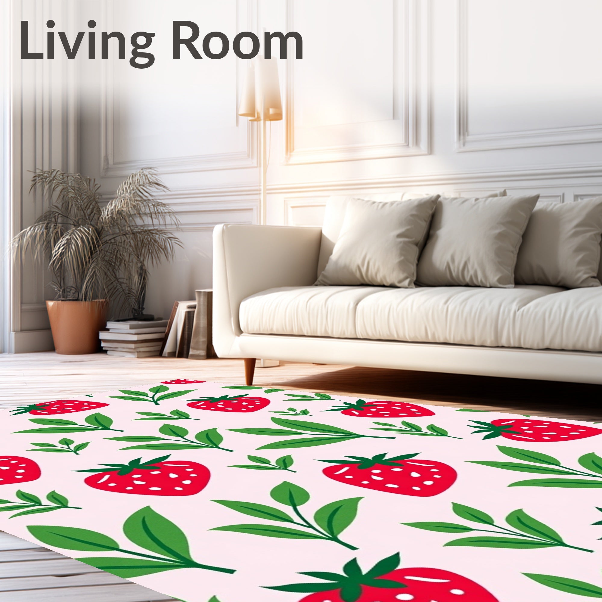 Sweet Red Strawberry Garden Pattern Rug