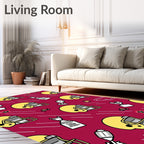 Yellow Football Helmets Trophy Trio Rug
