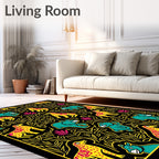 Teal Bear Yellow Spotted Animal Foliage Rug