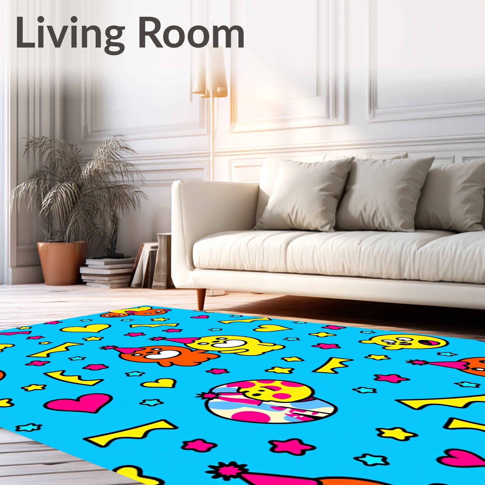 Whimsical Cartoon Characters Party Celebration Rug
